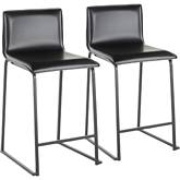 Mara 26" Counter Stool in Black Leatherette & Black Metal (Set of 2)